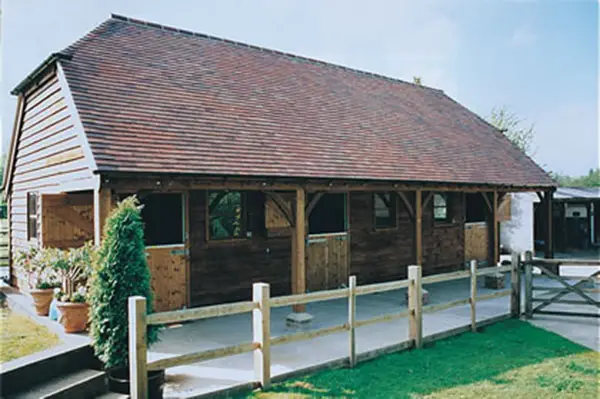 two gable roofs with a hip roof