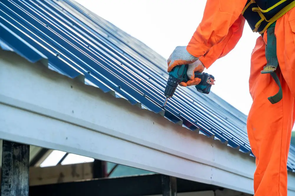 Blue metal roof