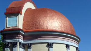 Copper dome roof on outdoor bandshell